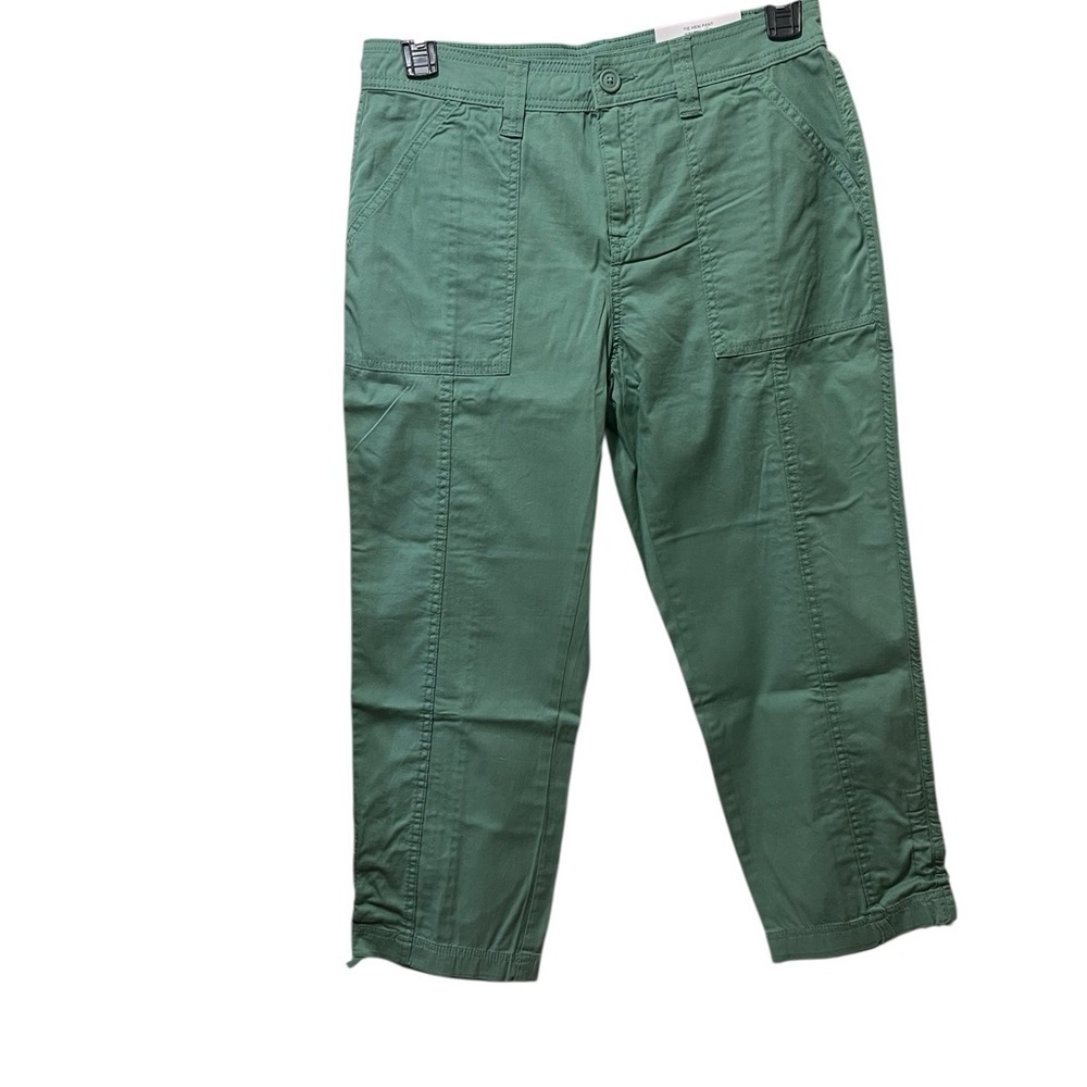Style & Co Women’s Green Mid Rise Tie Hem Casual Capri Ankle Pants sz 10 NWT
